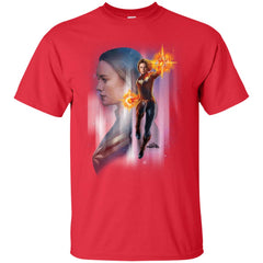 Captain Marvel Flying Space Portrait Men Cotton T-Shirt Men Cotton T-Shirt - parenttees