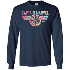 Captain Marvel Logo Banner Tie Dye Colors Men Long Sleeve Shirt Men Long Sleeve Shirt - parenttees