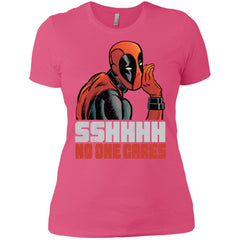 Marvel Deadpool Shhh No One Cares Whisper Women Cotton T-Shirt Women Cotton T-Shirt - parenttees