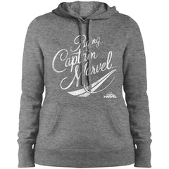 Captain Marvel Paging Distressed Cursive Women Hooded Sweatshirt Women Hooded Sweatshirt - parenttees