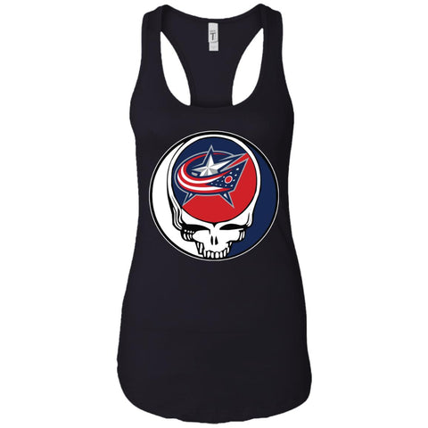 Columbus Blue Grateful Dead Steal Your Face Hockey Nhl Shirts Women Tank Top Black / X-Small Women Tank Top - parenttees