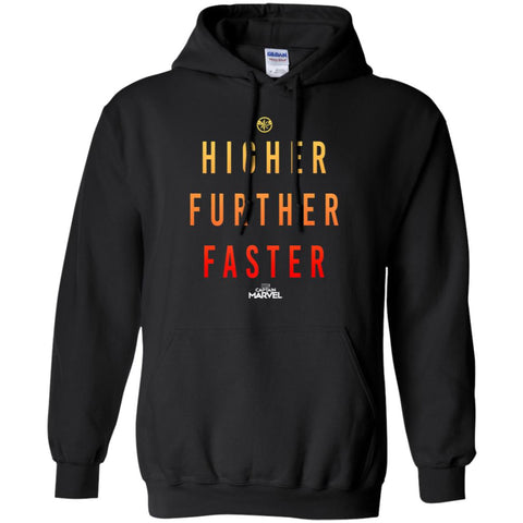 Marvel Captain Marvel Movie Higher Faster Pullover Hoodie Sweatshirt Black / S Pullover Hoodie Sweatshirt - parenttees