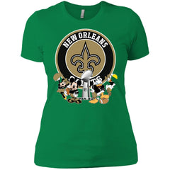 Nfl – New Orleans Saints Super Bowl 2019 Mickey Mouse Minnie Mouse Donald Duck Daisy Duck Football Women Cotton T-Shirt Women Cotton T-Shirt - parenttees