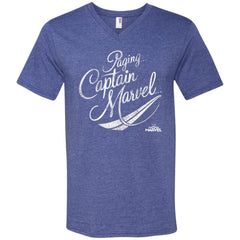 Captain Marvel Paging Distressed Cursive Men V-Neck T-Shirt Men V-Neck T-Shirt - parenttees