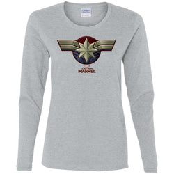 Marvel Captain Marvel Movie Chest Symbol Women Long Sleeve Shirt