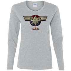 Marvel Captain Marvel Movie Chest Symbol Women Long Sleeve Shirt Women Long Sleeve Shirt - parenttees