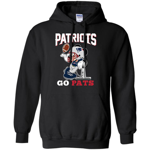 Go Pats - New England Patriots Super Bowl 2019 Mickey Mouse Football Nfl Pullover Hoodie Sweatshirt Black / S Pullover Hoodie Sweatshirt - parenttees