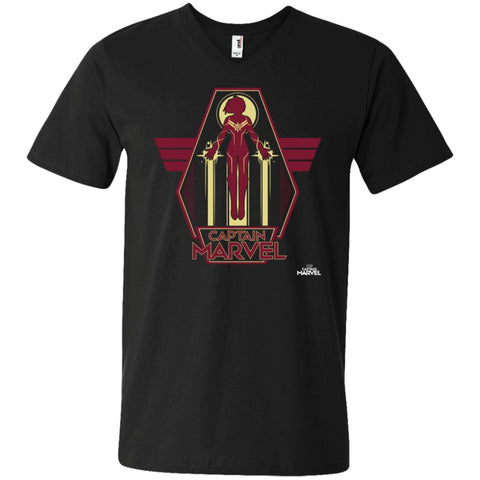 Captain Marvel Red Yellow Flight Powers Men V-Neck T-Shirt Black / S Men V-Neck T-Shirt - parenttees