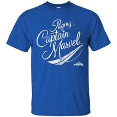 Captain Marvel Paging Distressed Cursive Men Cotton T-Shirt Men Cotton T-Shirt - parenttees