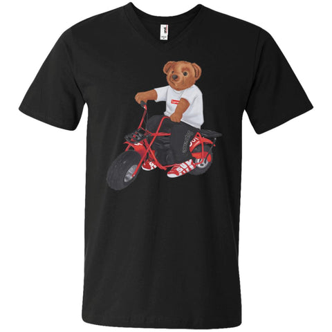 Supreme Bear Moto T-shirt Men V-Neck T-Shirt Black / S Men V-Neck T-Shirt - parenttees