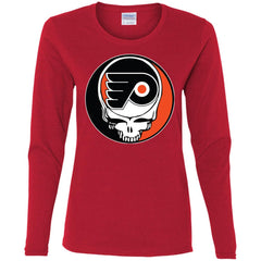 Philadelphia Flyers Grateful Dead Steal Your Face Hockey Nhl Shirts Women Long Sleeve Shirt Women Long Sleeve Shirt - parenttees