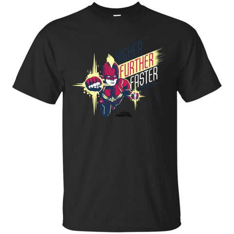 Captain Marvel Higher Further Faster Drawn Men Cotton T-Shirt Black / S Men Cotton T-Shirt - parenttees