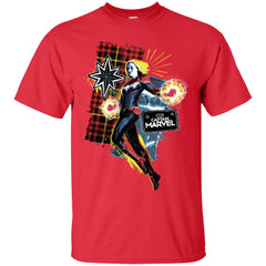Captain Marvel Plaid Jean Patched Portrait Men Cotton T-Shirt Men Cotton T-Shirt - parenttees