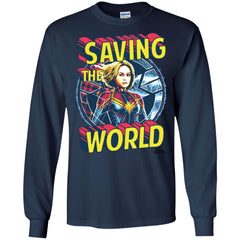 Captain Marvel Saving The World Portrait Men Long Sleeve Shirt Men Long Sleeve Shirt - parenttees