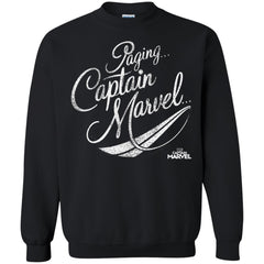 Captain Marvel Paging Distressed Cursive Crewneck Pullover Sweatshirt Crewneck Pullover Sweatshirt - parenttees