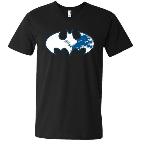 We Are The Detroit Lions Batman Nfl Mashup Men V-Neck T-Shirt Black / S Men V-Neck T-Shirt - parenttees