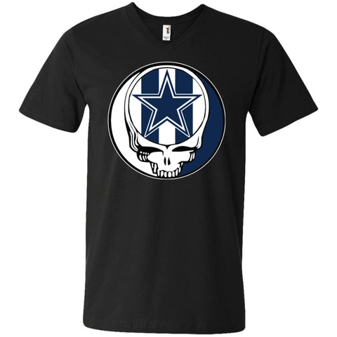 Dallas Cowboys Grateful Dead Steal Your Face Football Nfl Shirts Men V-Neck T-Shirt Black / S Men V-Neck T-Shirt - parenttees