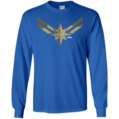 Captain Marvel Simple Gold Shadowed Logo Men Long Sleeve Shirt Men Long Sleeve Shirt - parenttees