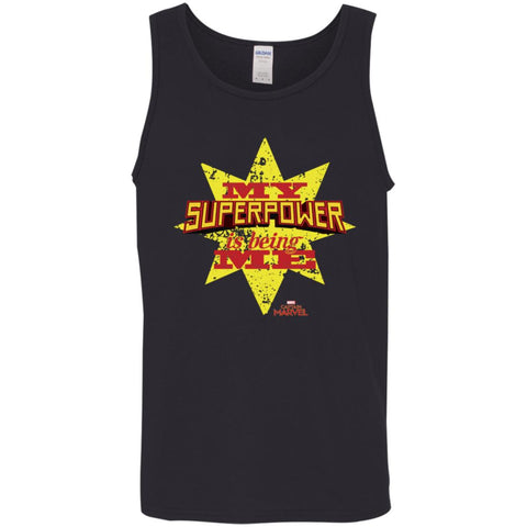 Captain Marvel My Superpower Is Being Me Men Cotton Tank Black / X-Small Men Cotton Tank - parenttees