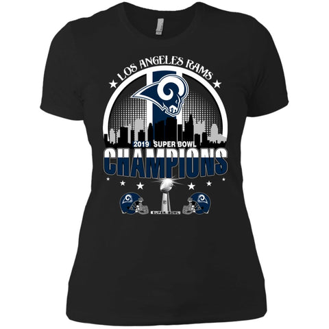 Nfl – Los Angeles Rams 2019 Super Bowl Champions Football Women Cotton T-Shirt Black / X-Small Women Cotton T-Shirt - parenttees