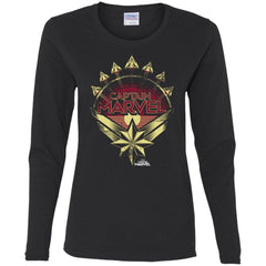 Captain Marvel Yellow Red Plane Flight Logo Women Long Sleeve Shirt Women Long Sleeve Shirt - parenttees