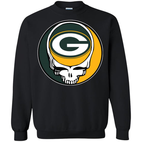 Green Bay Packer Grateful Dead Steal Your Face Football Nfl Shirts Crewneck Pullover Sweatshirt Black / S Crewneck Pullover Sweatshirt - parenttees