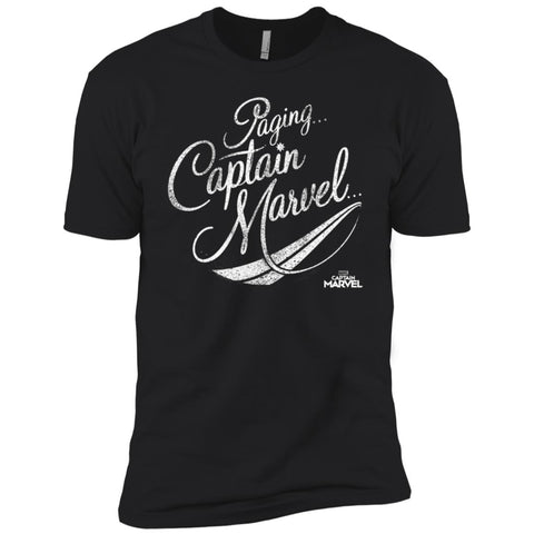 Captain Marvel Paging Distressed Cursive Men Short Sleeve T-Shirt Black / X-Small Men Short Sleeve T-Shirt - parenttees