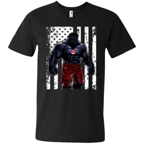 Giants Hulk Cleveland Indians T-shirt Flag Men V-Neck T-Shirt Black / S Men V-Neck T-Shirt - parenttees