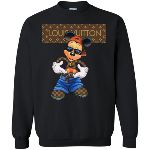 Louis Vuitton Mickey Mouse Cartoon T-shirt Crewneck Pullover Sweatshirt Black / S Crewneck Pullover Sweatshirt - parenttees