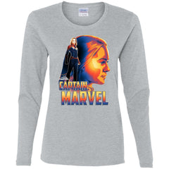 Captain Marvel Bold Sunset Portrait Women Long Sleeve Shirt Women Long Sleeve Shirt - parenttees