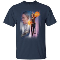 Captain Marvel Flying Space Portrait Men Cotton T-Shirt Men Cotton T-Shirt - parenttees