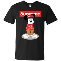 Supreme Mickey Mouse T-shirt Men V-Neck T-Shirt