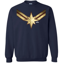 Captain Marvel Gleaming Chest Logo Crewneck Pullover Sweatshirt Crewneck Pullover Sweatshirt - parenttees