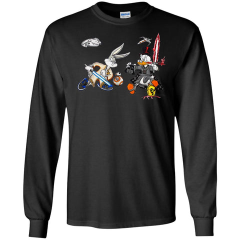 Star Wars T-shirts Rabbit Vs Duck Donald Funny Men Long Sleeve Shirt Black / S Men Long Sleeve Shirt - parenttees