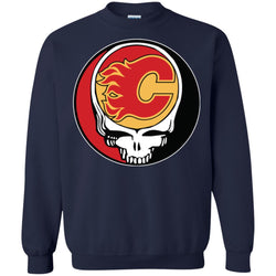 Calgary Flames Grateful Dead Steal Your Face Hockey Nhl Shirts Crewneck Pullover Sweatshirt