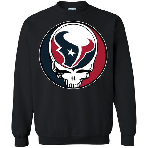 Houston Texans Grateful Dead Steal Your Face Football Nfl Shirts Crewneck Pullover Sweatshirt Black / S Crewneck Pullover Sweatshirt - parenttees