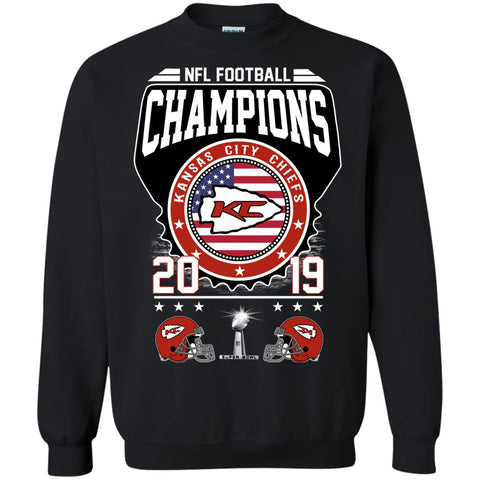 Nfl – Football Champions Kansas City Chiefs Super Bowl 2019 Crewneck Pullover Sweatshirt Black / S Crewneck Pullover Sweatshirt - parenttees