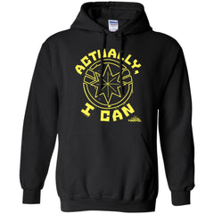 Captain Marvel Actually I Can Yellow Logo Pullover Hoodie Sweatshirt Pullover Hoodie Sweatshirt - parenttees