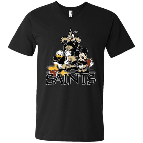 Mickey Mouse New Orleans Saints American Football Nfl Sports Shirt Men V-Neck T-Shirt Black / S Men V-Neck T-Shirt - parenttees