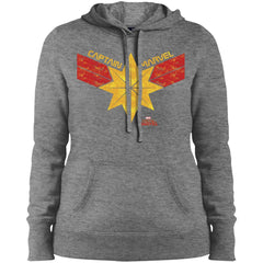 Captain Marvel Distressed Star Ribbon Logo Women Hooded Sweatshirt Women Hooded Sweatshirt - parenttees