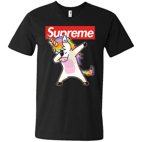 Supreme Unicorn T-shirt Dance Dabbing Unicorn Men V-Neck T-Shirt Black / S Men V-Neck T-Shirt - parenttees