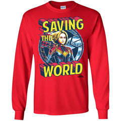 Captain Marvel Saving The World Portrait Men Long Sleeve Shirt Men Long Sleeve Shirt - parenttees