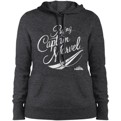 Captain Marvel Paging Distressed Cursive Women Hooded Sweatshirt Women Hooded Sweatshirt - parenttees