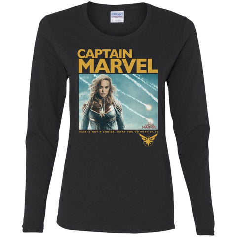 Captain Marvel Vintage Movie Poster Style Women Long Sleeve Shirt Black / S Women Long Sleeve Shirt - parenttees