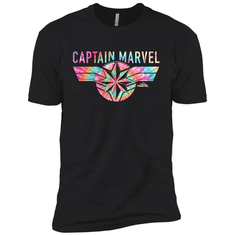 Captain Marvel Logo Banner Tie Dye Colors Men Short Sleeve T-Shirt Black / X-Small Men Short Sleeve T-Shirt - parenttees