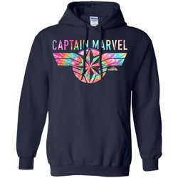 Captain Marvel Logo Banner Tie Dye Colors Pullover Hoodie Sweatshirt