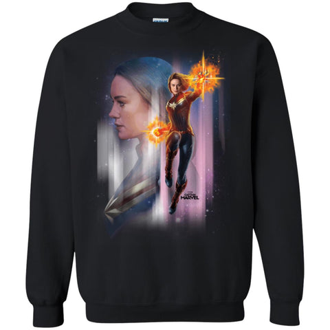 Captain Marvel Flying Space Portrait Crewneck Pullover Sweatshirt Black / S Crewneck Pullover Sweatshirt - parenttees