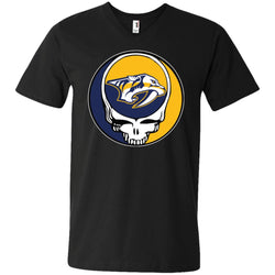 Nashville Predators Grateful Dead Steal Your Face Hockey Nhl Shirts Men V-Neck T-Shirt