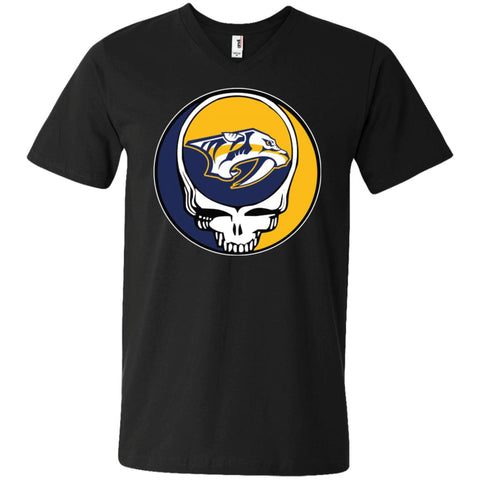 Nashville Predators Grateful Dead Steal Your Face Hockey Nhl Shirts Men V-Neck T-Shirt Black / S Men V-Neck T-Shirt - parenttees