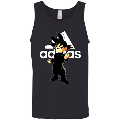 Goku Treding Adidas White T-shirt Men Cotton Tank Black / X-Small Men Cotton Tank - parenttees